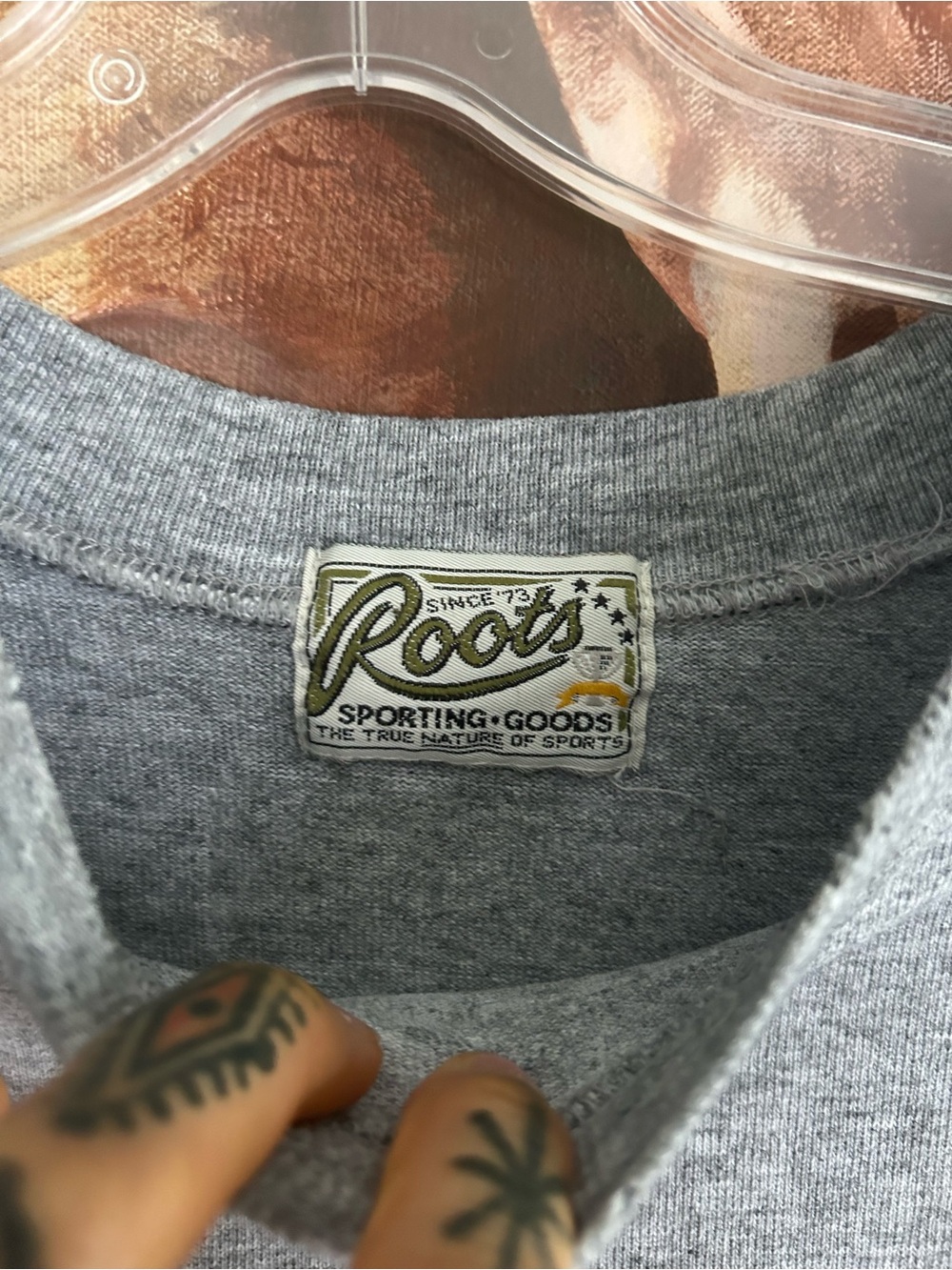 Vintage Y2K Roots Sporting Goods Hockey Jersey Long Sleeve Shirt Grey Black - Picture 11 of 16